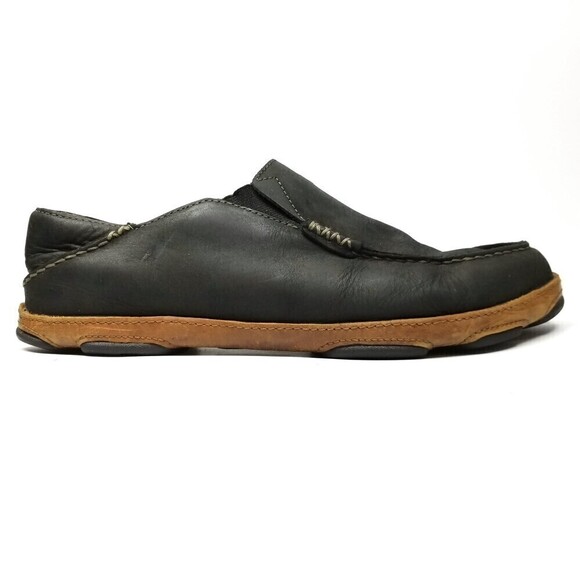 OluKai Moloa Convertible Drop In Nubuck Leather Slip On Shoes Men 10 Black Brown - Picture 7 of 12